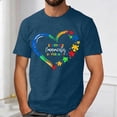 thumbnail image 2 of Autism Awareness Shirt Men: Autism Acceptance T Shirt Autism Support Inspirational Short Sleeve Tee Tops(Dark Blue,L), 2 of 3