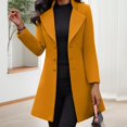 thumbnail image 4 of Women Woolen Jacket - Turn-down Collar Solid Color Single-breasted Coat Slim Fit Thermal Long Sleeved Commuting Dating Spring Fall Winter Overcoat, 4 of 8