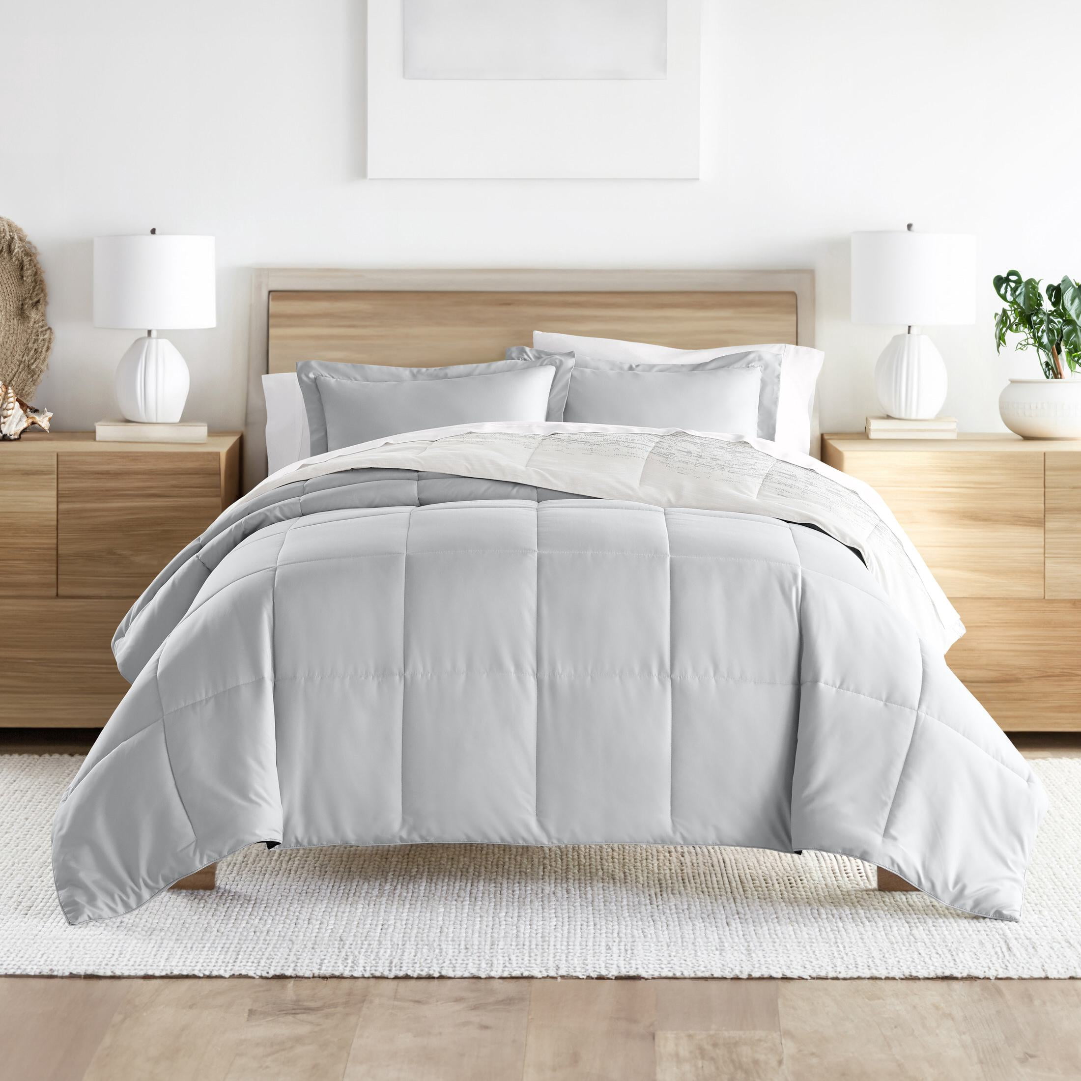 Noble Linens 3-Piece Gray Ombre Print Comforter Set, King/CalKing