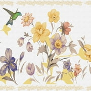 Dundee Deco Peel and Stick Self Adhesive Wallpaper Border - Floral Purple, Cream, Pink Flowers, 15 ft x 7 in