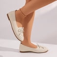 thumbnail image 4 of Gpaecead Women's Lace Up Ballet Flats Round Toe Slip On Cushioned Comfortable Faux Leather Flat Shoes For Work, Office And Casual Beige, 4 of 8