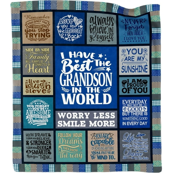 Grandson Gifts from Grandma, Grandson Gifts Blanket, Birthday Gifts for Grandson, Grandson Gift Ideas for Birthday, Gifts for Grandson, Grandson Graduation Gifts Throw Blanket 60"X50"