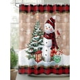 thumbnail image 2 of Red Plaid Christmas Extra Long Shower Curtain Set, Waterproof Shower Curtains for Bathroom, Snowman Xmas Tree Snowflake Gifts Wooden Washable Fabric Bath Curtain for Bathtub with Hooks 72x96 Inches, 2 of 6