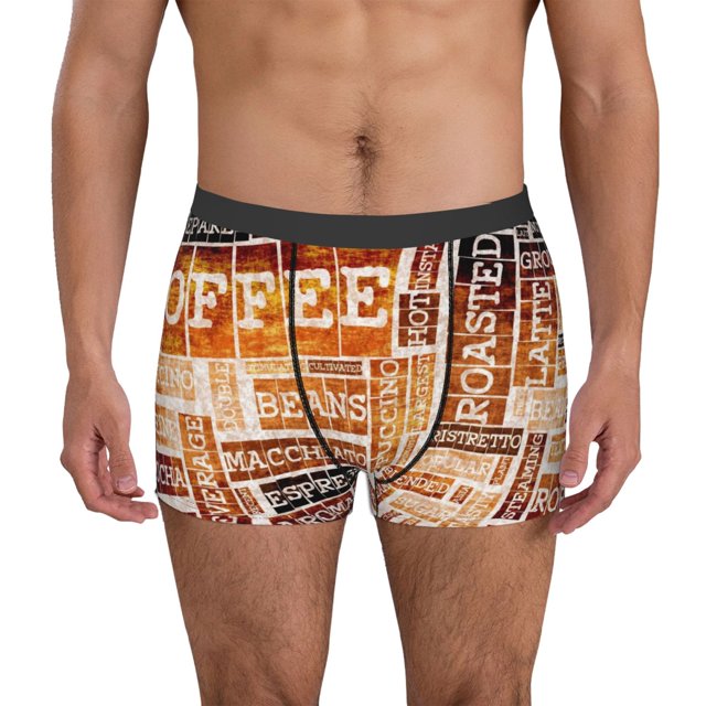 Balery Hand Drawn Vintage Coffee Calzoncillos bóxer para hombre, ropa interior de algodón suave y transpirable con cinturilla de nailon-X-Large