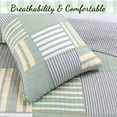 thumbnail image 4 of Cozy Line Home Fashions Green Yellow Blue Plaid Striped Real Patchwork 100% Cotton 2-Piece Reversible Quilt Set, Twin, 4 of 6