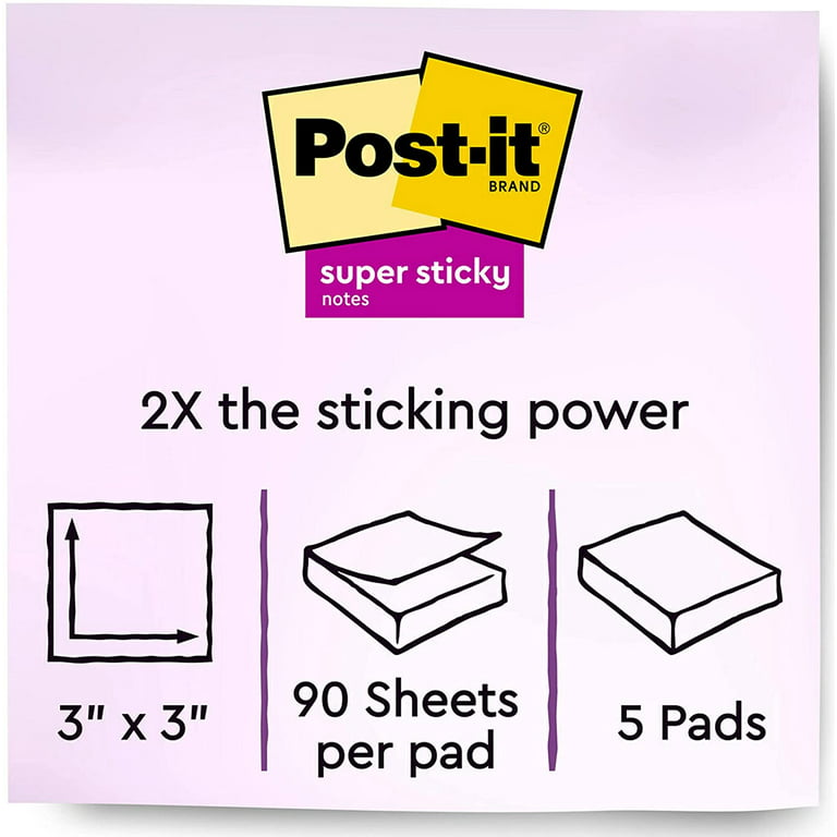 12 Pack 3x3 Lined Sticky Notes, Self-Stick Note Pads 100 Sheets/Pad,  Purple