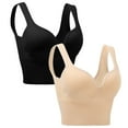 thumbnail image 3 of VISALY 2Pc Longline Wireless Seamless Sports Bra Lift Support Bras Yoga Running Bras Wireless Workout Camisole Soft Underwear Wireless Wide Strap Seamless Bras Full Coverage Vest Multicolor Xl, 3 of 9