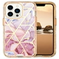 thumbnail image 7 of SaniMore for iPhone 14 Pro Max (6.7" 2022 Release) Case, Fashion Marble Pattern for Girls Women Shockproof Bumper Wireless Charging Hybird PC TPU Tri-layer Anti-drop Shell, Pink Grid Marble, 7 of 7