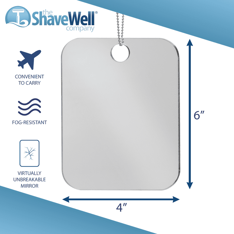 The Shave Well Company Unbreakable Camping Mirror, Fog-Free Shower Mirror,  Backpack Approved 