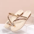 thumbnail image 5 of Juebong Sandals clearance Boho Slide Sandals for Women Girls Dressy Low Wedge Sandal Casual Open Toe Flat Sandals Summer Beach Slip on Sandals Platform Sandals, 5 of 5