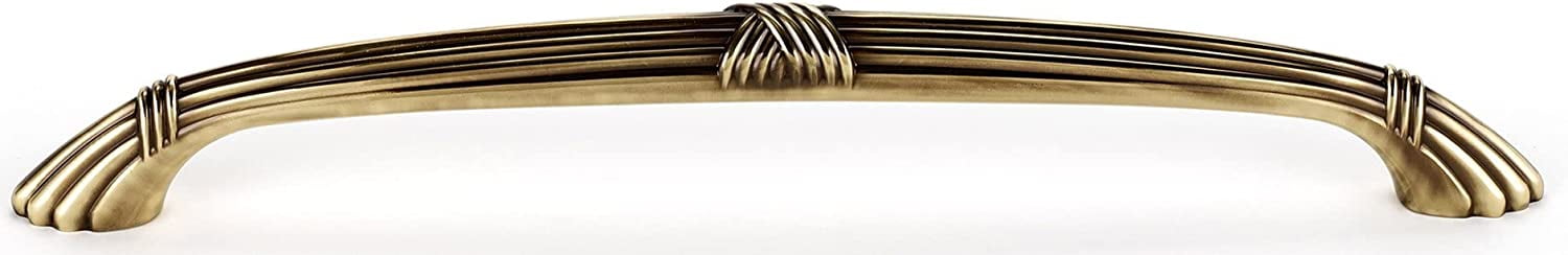 Alno A881-6-PB/NL Ribbon & Reed 6" Center To Center Arch Bow Solid Brass Cabinet Handle /