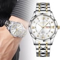 thumbnail image 2 of Casual Dual Calendar Men'S Watch Waterproof Luminous Rivet Quartz Steel Band Watch, 2 of 7