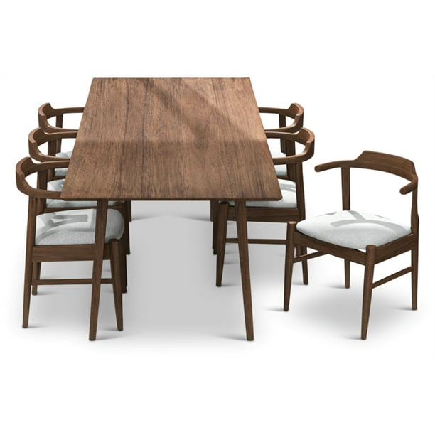 Anda Modern Solid Wood Walnut Dining Room & Kitchen Table and Chairs ...