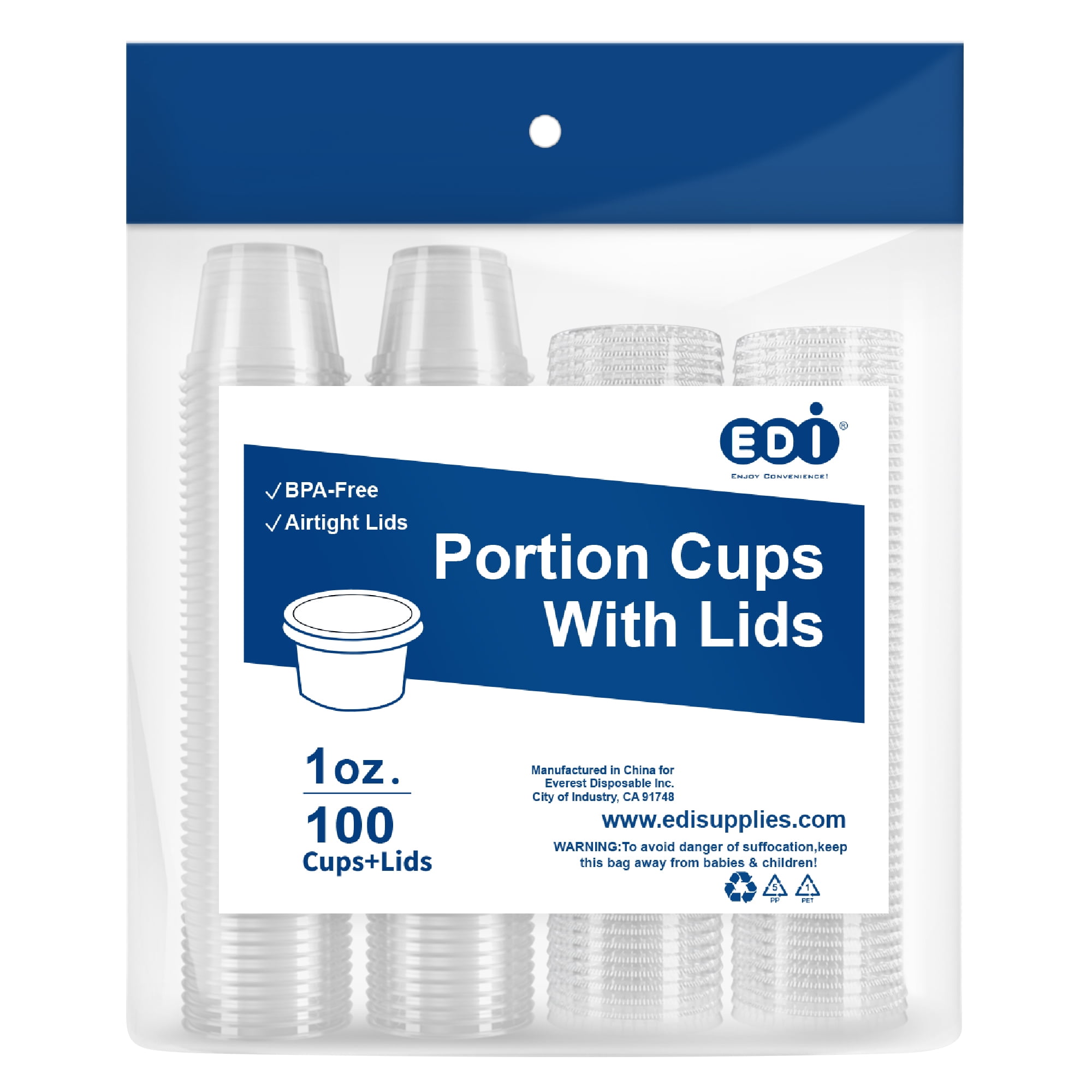 EDI Clear Portion Cups with Lids 1 oz, 100