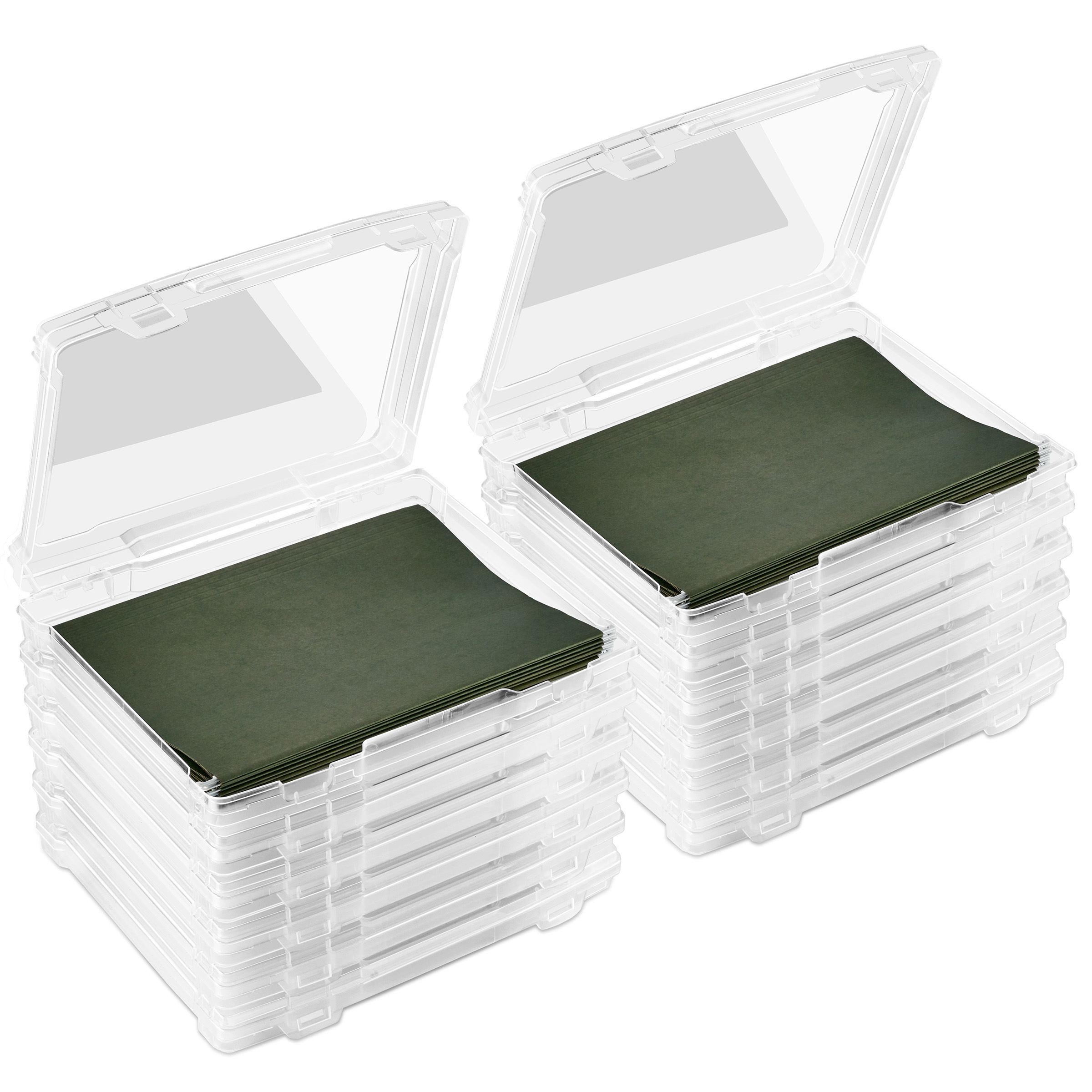 Sorbus Clear Narrow Hanging File Organizer Bin, Stackable 12 Pack, Freestanding Plastic Document Holder