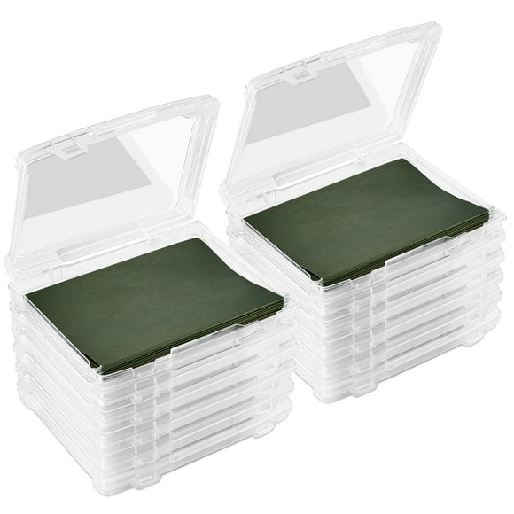 Sorbus Set of 12 Thin Hanging File Organizer Bin Clear Plastic Stackable for Document Storage