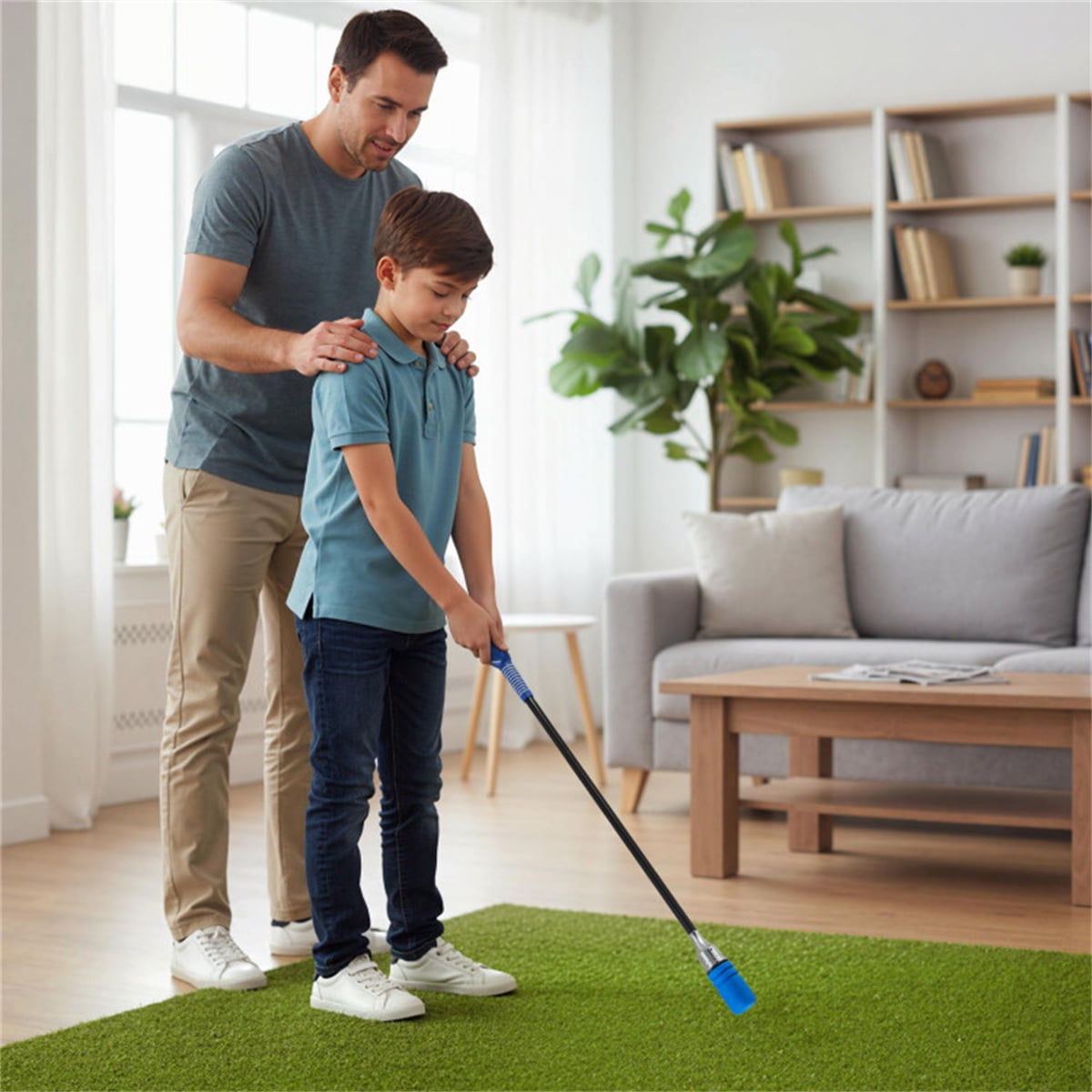 Portable Fiberglass Golf Swing Stick, Improve Grip & Shot Accuracy Golf Warm-Up Tool for Beginners & Pros-Blue