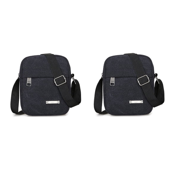 2X Men's Bag Shoulder Messenger Bag Casual Canvas Bag Men's Bag Backpack Small Bag Mobile Phone Bag -Black