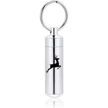 Deer Urn Keychain for Ashes,Cylinder Cremation Jewelry for Ashes for Women Men Urn Pendant Keepsake Memorial Holder for Human Pet