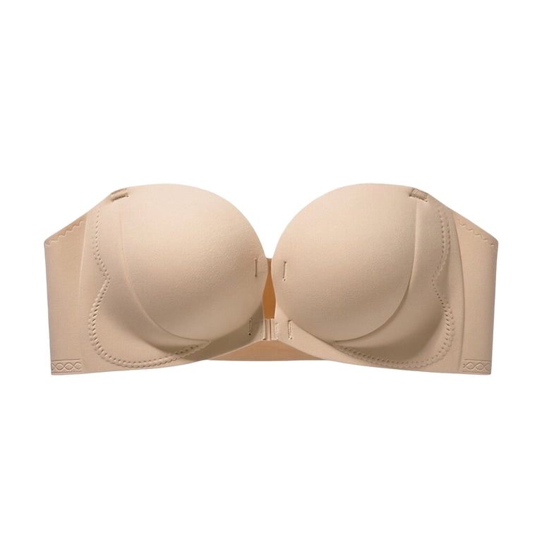 SIYUDAN Strapless Bras for Women Front Closure Bra Push Up Backless Bride Bra for Wedding Dress Bandeau Top, Size M