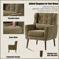 thumbnail image 5 of Modern Accent Chair, Chenille Upholstered Armchair with Waist Pillow and Wood Legs, Comfy Single Sofa Chair for Living Room Bedroom Small Spaces, Olive Green, 5 of 5