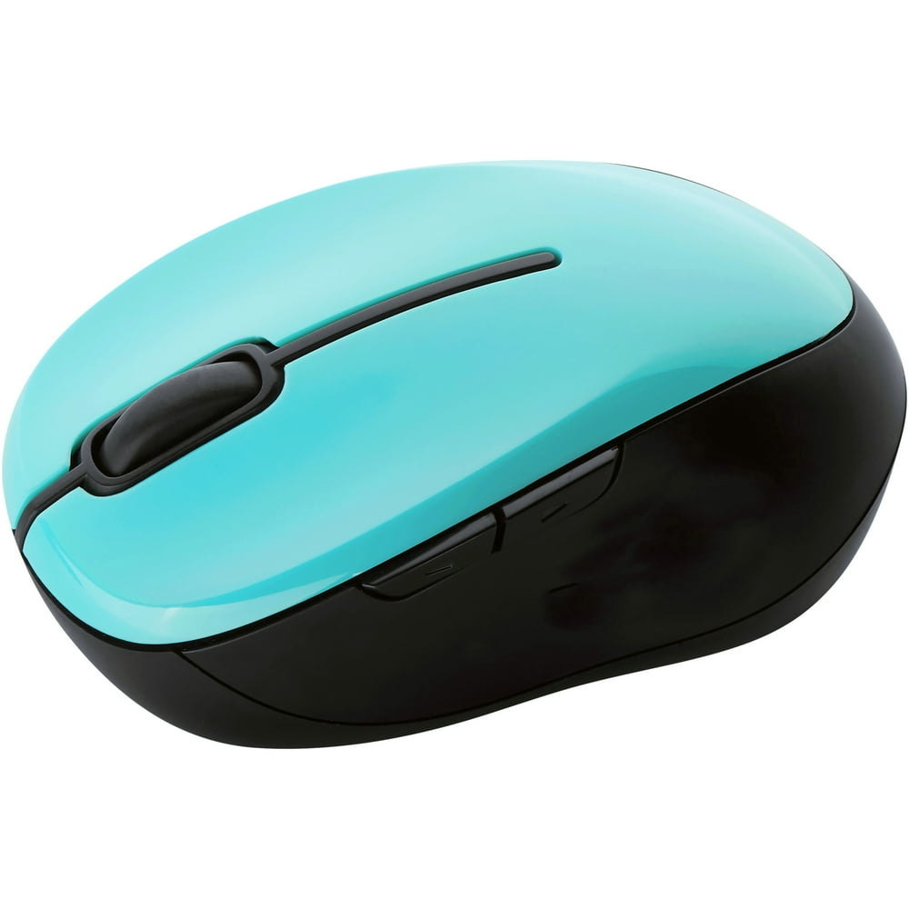 Onn 2.4 GHz Wireless Nano USB Scroll Wheel Mouse, Aqua & Black