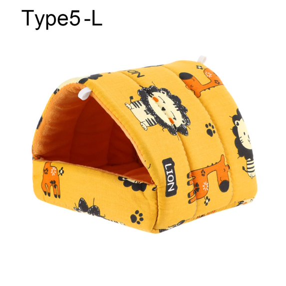 Colorful Winter Rabbit Squirrel Mini Cage Small Animal Sleeping Bed Hamster House Guinea Pig Nest Warm Mat TYPE5-L