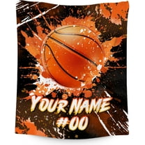 Personalized Basketball Blanket - Soft Fuzzy Sports Throw Blankets for Boys Girls - Custom Basketball Theme Gifts for Basketball Player Team - 50x60 Inches Large Flannel Blanket for Sofa Couch