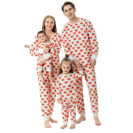 

Spring hue Family Pajamas Matching Sets Halloween Pumpkin Sleepwear for Baby Adults and Kids Holiday PJS Set