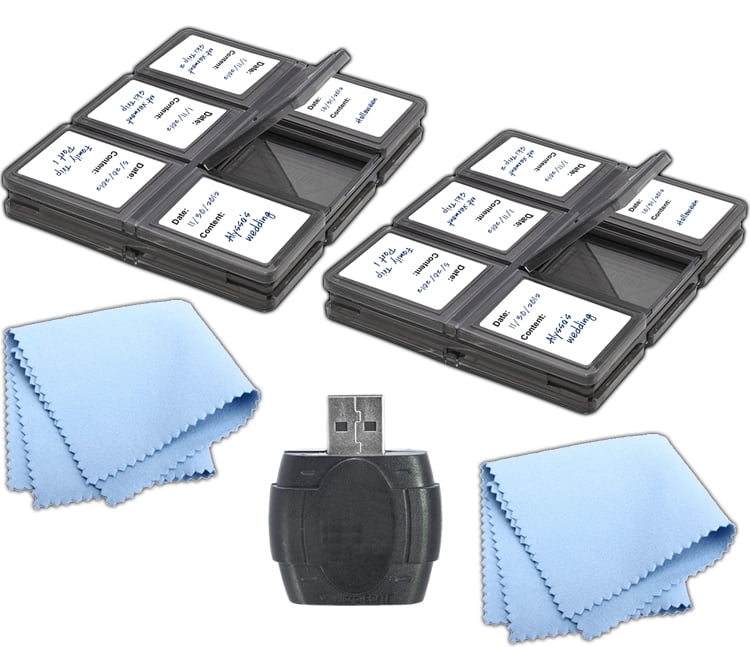 2x Acuvar 12pc Foldable Memory Card Case + Three In One Card Reader
