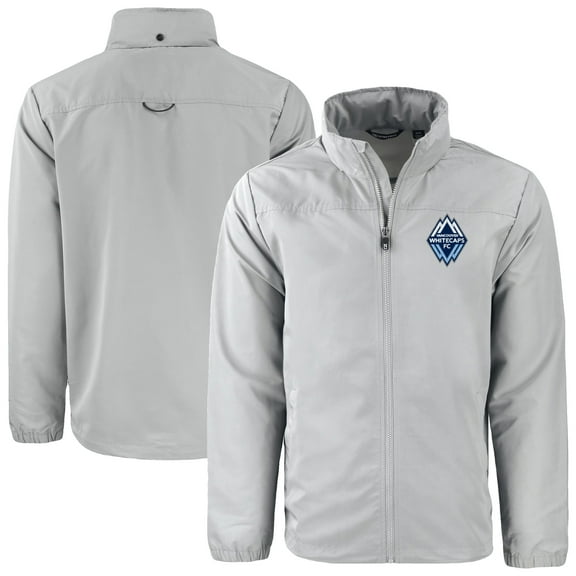 Men's-Cutter & Buck  Gray Vancouver Whitecaps FC Big & Tall Charter Eco Knit Recycled Full-Zip Jacket