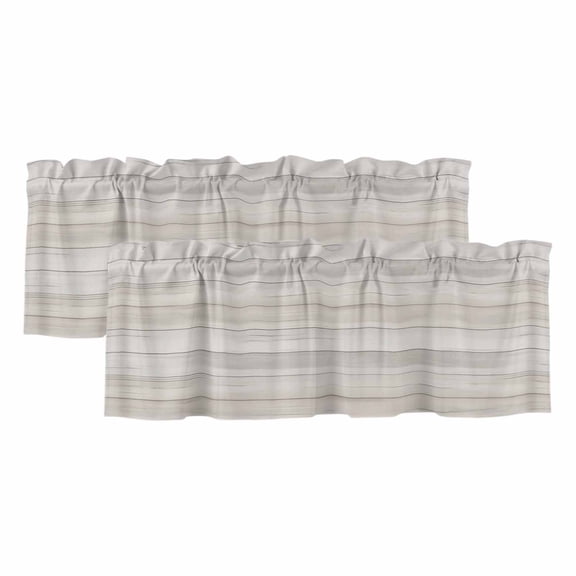 Beige Valances for Windows, Decorative Rod Pocket Window Valance Curtains, Farmhouse Simple Abstract Striped Wooden Grain Curtain Drapes for Kitchen/Bathroom/Living Room, 2 Panels, 42" W x 18" L