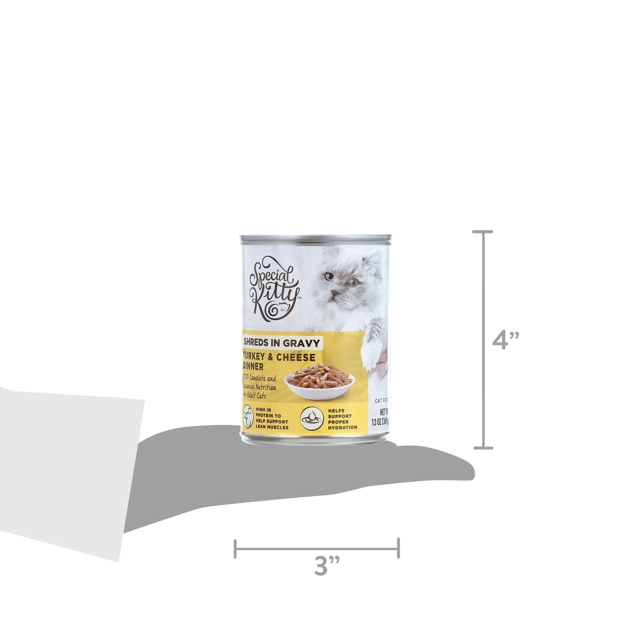 Special Kitty Turkey & Cheese Dinner Shreds in Gravy Wet Cat Food, 13 oz Cans, 12 Pack