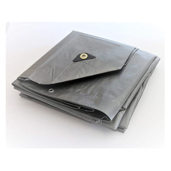 6' x 12' Silver Heavy Duty Waterproof 12 mil Tarp with Grommets (Finished Size Approx. 5'6" x 11'6")