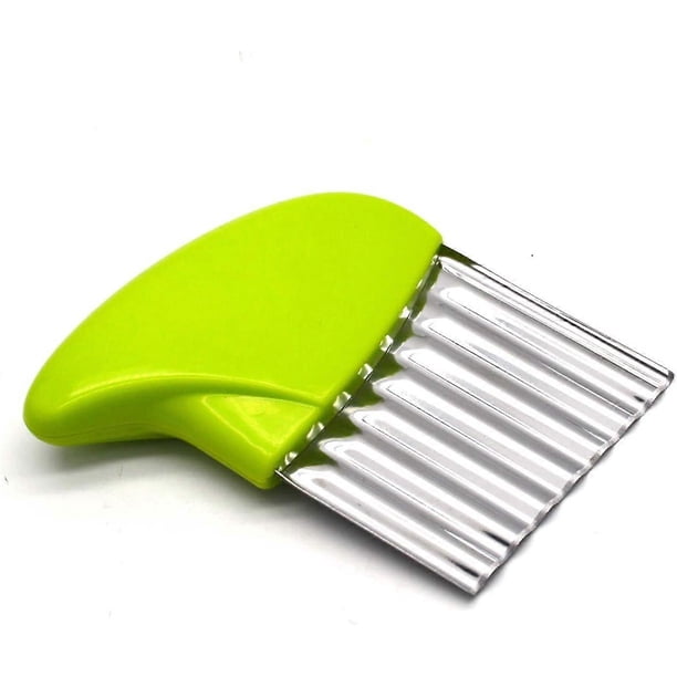 Stainless Steel Potato Carrot Chip Vegetable Crinkle Wavy Chopper Cutter French Fry Slicer 1 Pack/Set, Green
