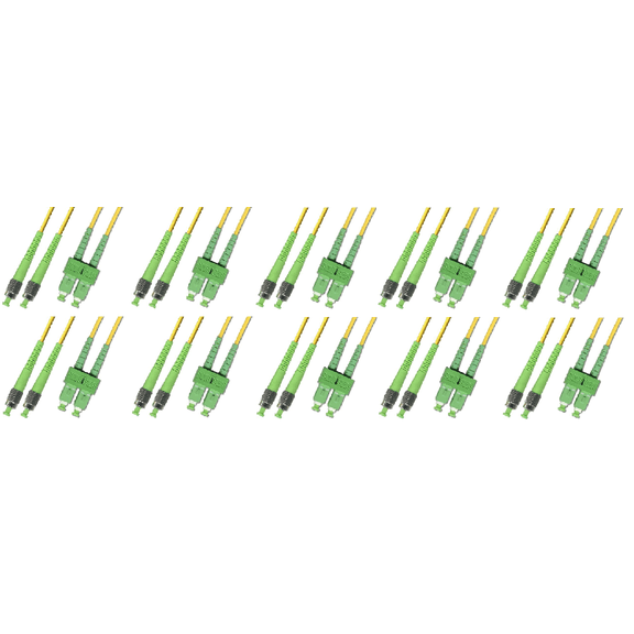 15M - Singlemode Duplex Fiber Optic Cable (9/125) - FC/APC to SC/APC (10 Pack)