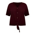 thumbnail image 5 of 2DXuixsh Womens Shirts Womens Plus Size Tops Short Sleeve V Neck Knit Tunic Blouse Tie Front Button up T Shirts Shirts for Women Size Xxl, 5 of 5