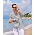 thumbnail image 6 of COOFANDY Men's Cotton Linen Shirts Long Sleeve Casual T-Shirts Hippie Summer Beach Tops, 6 of 7