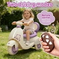thumbnail image 7 of 12V Kids Motorcycle, 3-Wheel Stable Design, Ride On Toy for Kids w/Remote Control, Toddler Battery Powered Car w/Wooden Handle, Slow Start & Stop, Bluetooth, Led Lights, Anti-Slip Wheels, Purple, 7 of 7