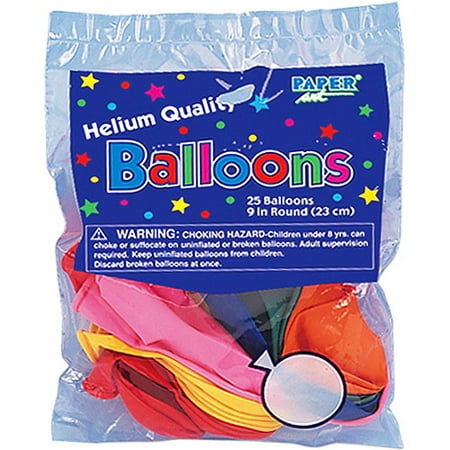 Creative Converting Helium Balloons Round 9" 25/Pkg-Assorted Colors - NEW