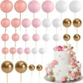 20Pcs Cake Topper Gold Silver Ball Happy Birthday Cake Topper