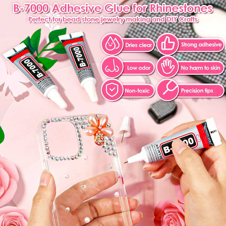 B7000 Glue Clear with Precision Tips, 5 PCS B-7000 Jewelry Bead Glue for  Diamond Jewelry Rhinestone Applicator Tools Set Fabric Glue Strength  Adhesive