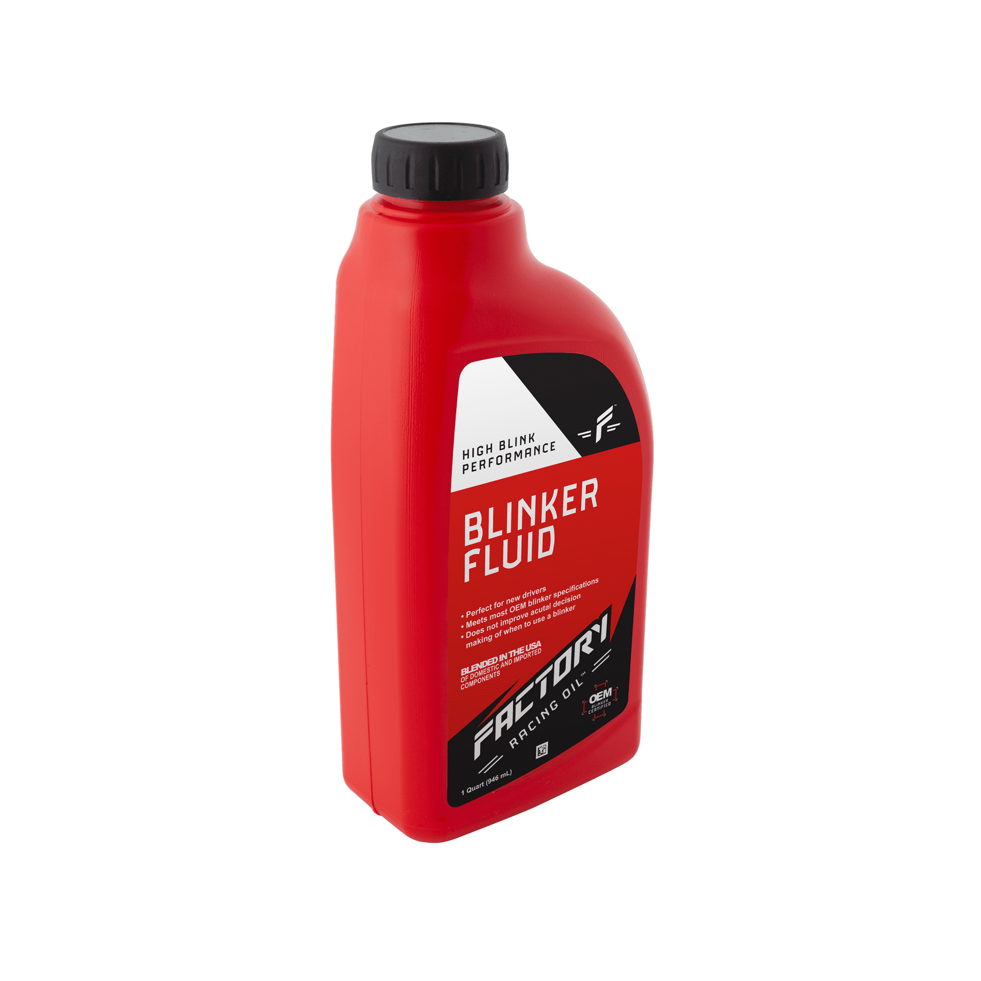 Factory Racing Parts High Performance Blinker Fluid – Gag Gift/Prank – 1 Quart (Empty) Bottle