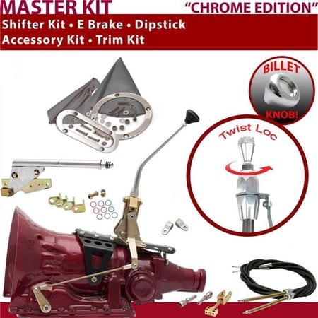 American Shifter C6 Shifter Kit Chrome 10 in. E Brake Cable Clevis Trim Kit Dipstick for EEC88