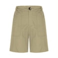 thumbnail image 5 of Bermuda Shorts for Women Knee Length Stretch Casual Pants Summer High Waisted Beach Vacation Long Shorts with Pockets Khaki S, 5 of 6