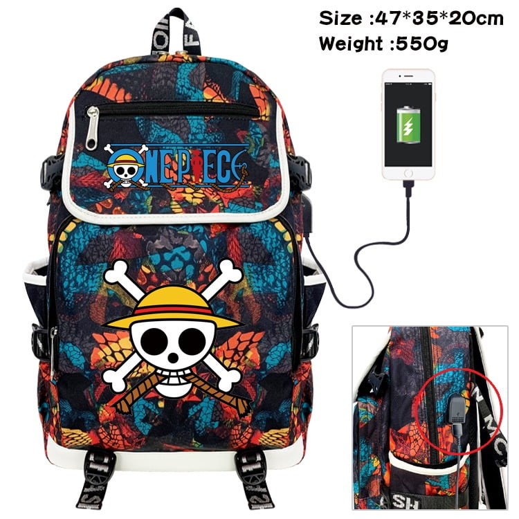 Ready Stock Mochila One Piece mochila escolar impresa con dibujos animados mochila recargable por Usb