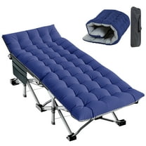 MOPHOTO Folding Camping Cot for Adult 880 bls, Protable Folding Bed with Carry Bag, Adult Sleeping Bed with Blue Cotton Pad, Home Office Beach