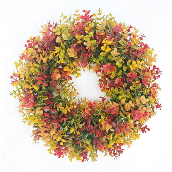 Fall Door Wreaths for Front Door 17" Plastic Artificial Fall Wreath Wall Decor for Home Decoration Indoor Outdoor, Thanksgiving