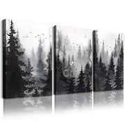 Scenery Watercolor Painting 3 Pieces Canvas Wall Art For Living Room Wall Decor For Bedroom Decorations Modern Office Home Decoration Black And White Forest Landscape Posters Canvas Prints Artwork