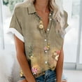 thumbnail image 2 of Pompotops Blouse Décontractée à Col pour Femmes Manches Courtes Imprimé Chemise Ample Boutons Cardigan Liquidation, 2 of 5